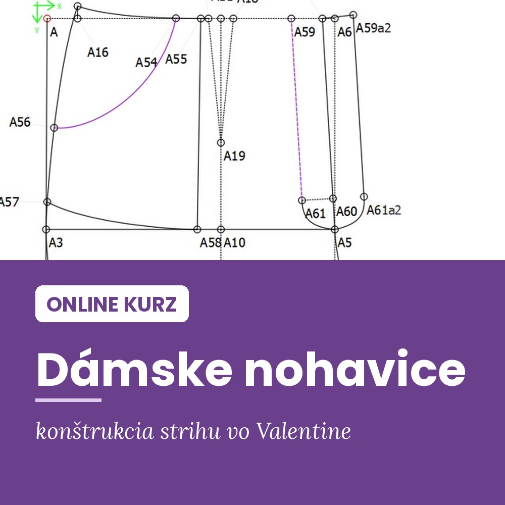 Kurz dámske nohavice, konštrukcia strihu vo Valentine